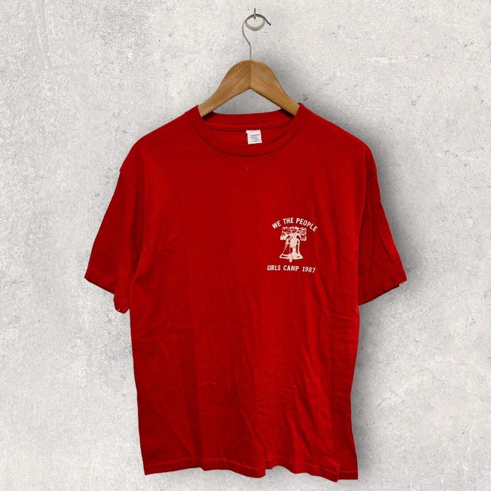 Vintage 1987 We The People Girls Camp‎ Graphic T Shirt Red Size XL